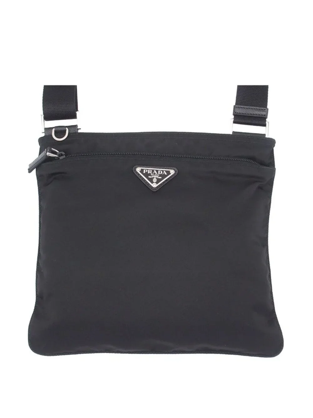 Prada Shoulder Bag Black Nylon Crossbody Triangle Logo